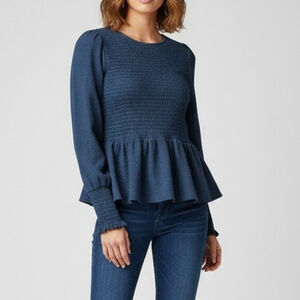 Grey Collective Smocked Peplum Blouse